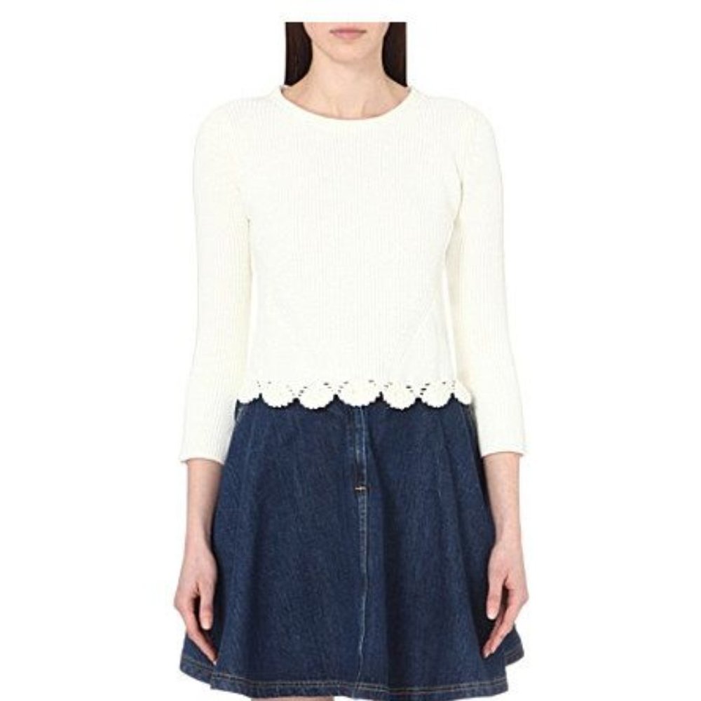 Maje Moliere Crochet-trim Knitted Jumper/Sweater